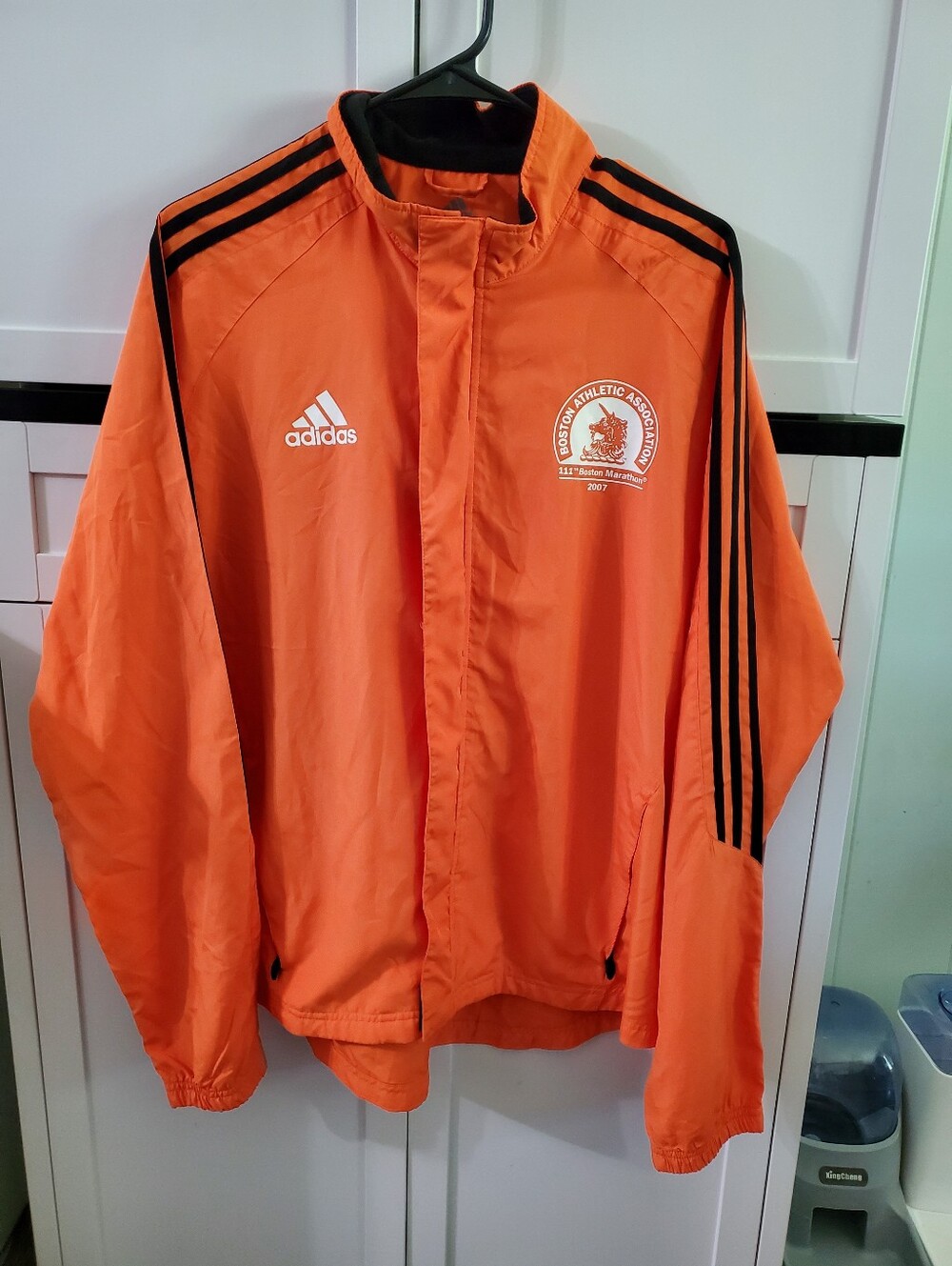Adidas 2007 111th Boston Marathon BAA Windbreaker Jacket Orange Clima365 Size L